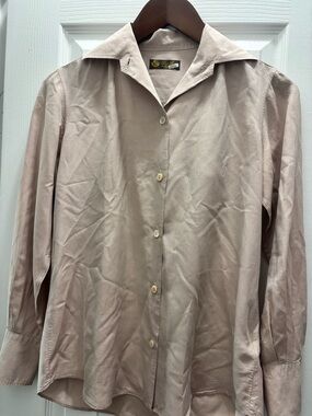 Loro Piana Soft Taupe Women's Silk Button Down